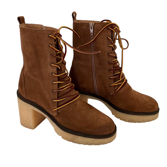 Free people Dylan Lace up boots Chunky Heel Women Size US10/EU40 - Picture 4 of 14